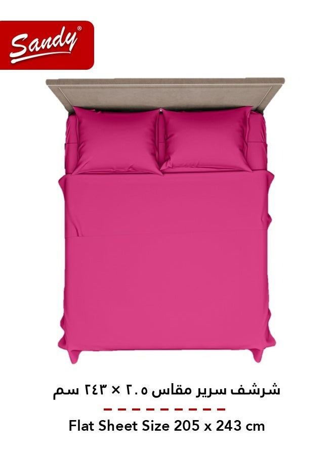Sandy - Sandy Premium Hotel Quality Flat Sheet and Pillow Cases, Bed Sheet 3 Pieces Set, Soft & Breathable and Cooling, Full Size 243 x 205 cm, Fuchsia - Image 1