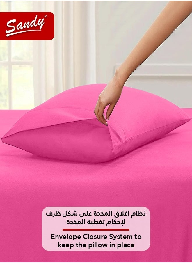 Sandy - Sandy Premium Hotel Quality Flat Sheet and Pillow Cases, Bed Sheet 3 Pieces Set, Soft & Breathable and Cooling, Full Size 243 x 205 cm, Fuchsia - Image 1