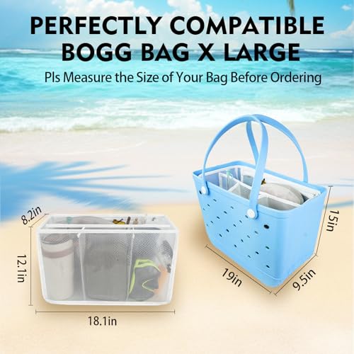 Kooterfun Beach Bag Organizer Inserts for X Large Bogg Bag Accessories EVA Material No Wrinkles Waterproof Insert Divider Pouch Compatible Rubber Tote BagsOrganizing Divide Space - Image 3