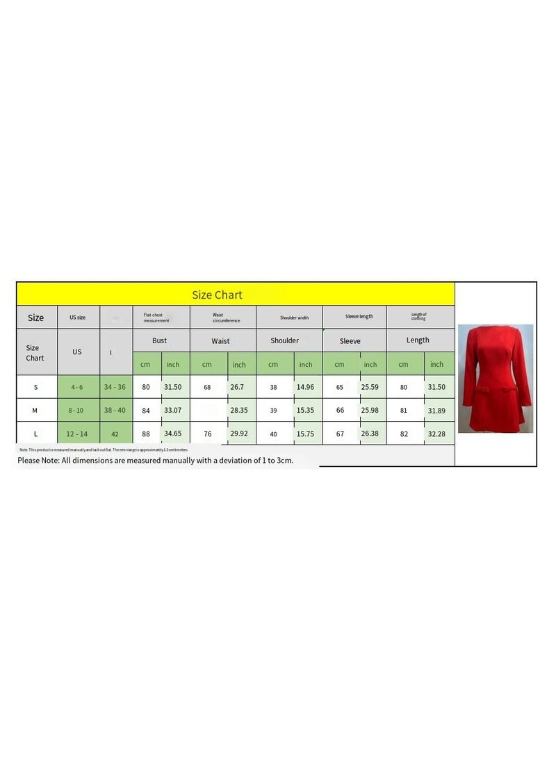 general Clothing And Elegant Long-Sleeved Bow A-Line Skirt Dress Drop Shipping - Image 4