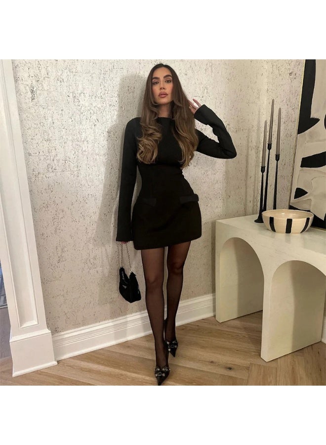 general Clothing And Elegant Long-Sleeved Bow A-Line Skirt Dress Drop Shipping - Image 2