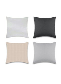 LuxHome Outdoor Cushion Covers Set of 4 – Water & Oil Repellent Throw Pillow Covers for Garden, Balcony, Poolside, and Patio Furniture – 4 Unique Designs, 18x18 Inch (45x45 cm)  - Image 1