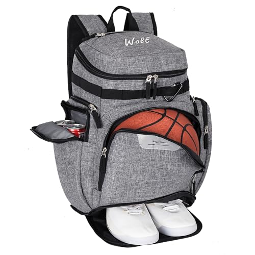 WOLT Basketball Backpack Large Sports Bag with Separate Ball Compartment and Shoes Pocket for Basketball Soccer Rugby Volleyball Baseball - Image 1