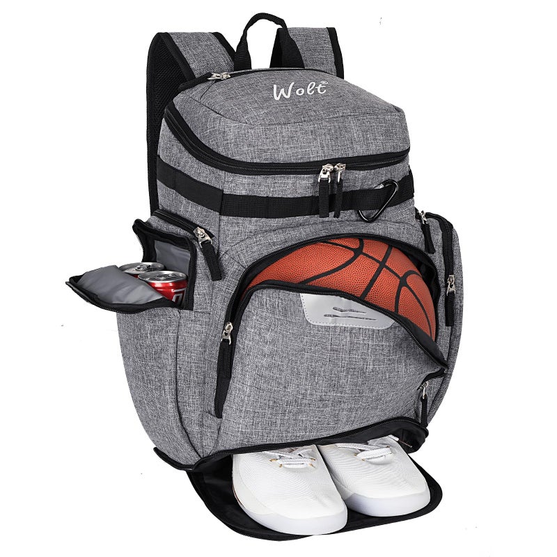 WOLT Basketball Backpack Large Sports Bag with Separate Ball Compartment and Shoes Pocket for Basketball Soccer Rugby Volleyball Baseball - Image 2
