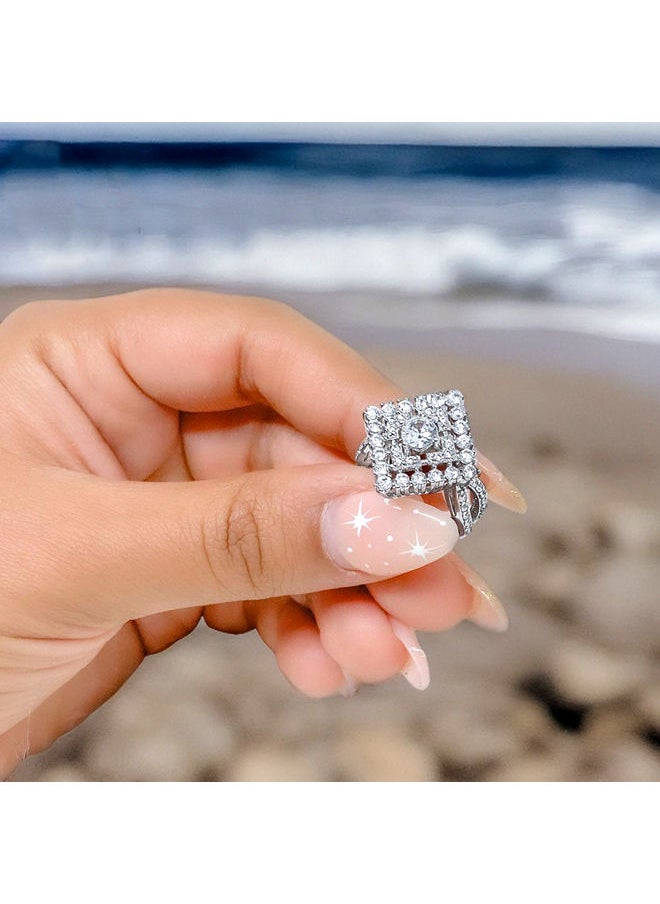 3Diamonds - Platinum Plated Ring For Women With Zircon Stone - Silver - Image 1