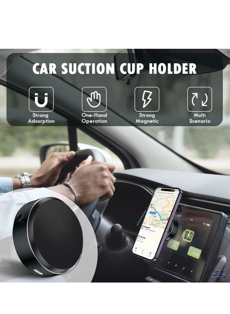 ELTRAZONE Magnetic Suction Cup Phone Holder for Car - Universal Dashboard & Windshield Mount for iPhone 15, 14, 13 Pro Max, MagSafe Case Compatible, All Phones, Secure & Adjustable, Grey - Convenient & Stable Car Phone Mount - Image 2