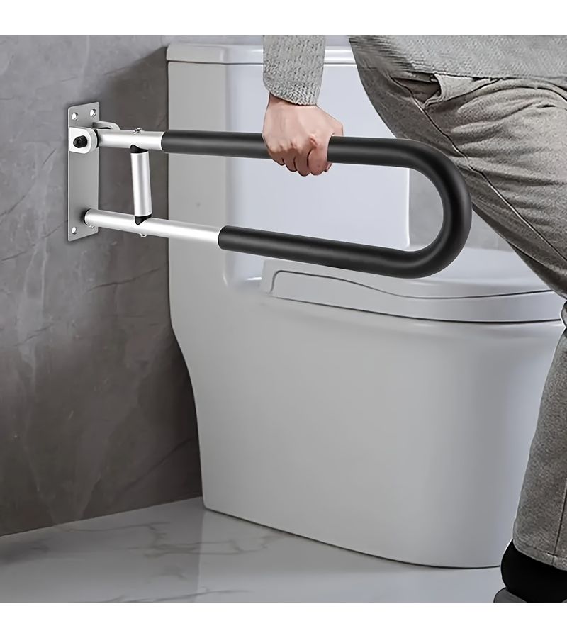 Adjustable Aluminum Alloy Toilet Safety Bar 23.6 Inch Bathroom Handrail for Elderly Postpartum Women Disabled People Durable Support Assistance Black - Image 4