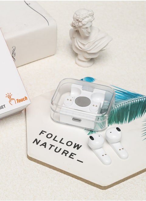 Wireless Bluetooth Headset Mini Semi-In-Ear Noise Cancelling Sports White for iPhone, Android