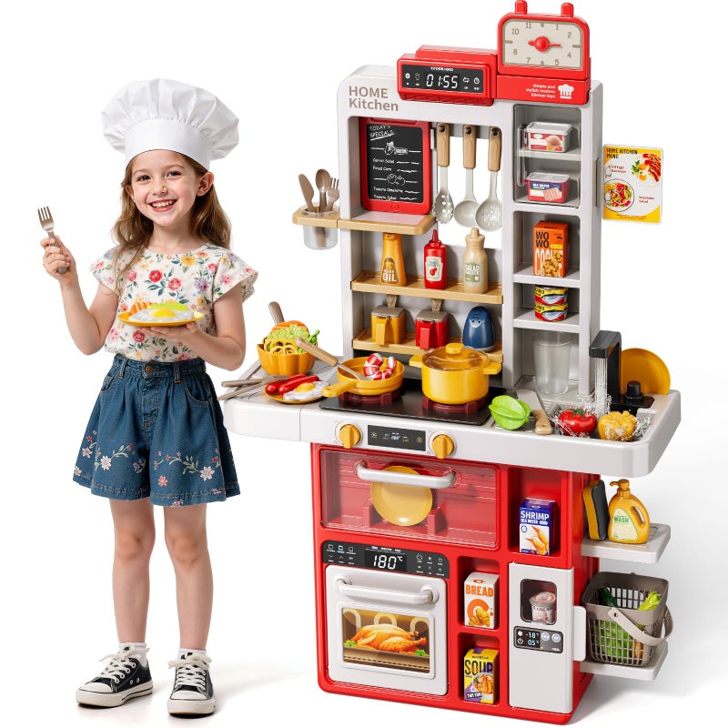KIZONLY Kids Kitchen Set 88PCS Play Kitchen Set for Toddlers 35 Cooking StoveToys Accessories with Light and Sound Pretend Kitchen Toys Birthday Gifts Playset for Girls 1 2 3 4 5 Year Old - Image 3