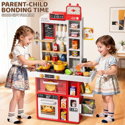 KIZONLY Kids Kitchen Set 88PCS Play Kitchen Set for Toddlers 35 Cooking StoveToys Accessories with Light and Sound Pretend Kitchen Toys Birthday Gifts Playset for Girls 1 2 3 4 5 Year Old - Image 5