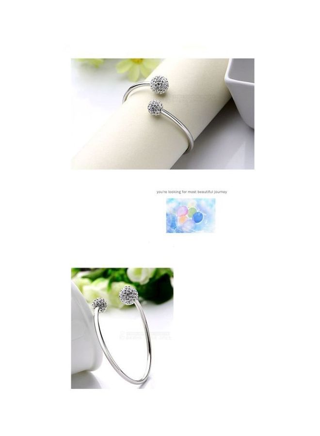 NIBEMINENT 925 Sterling Silver Rhinestone Studded Adjustable Cuff Bracelet  - Image 2