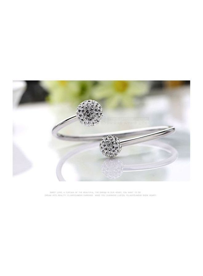 NIBEMINENT 925 Sterling Silver Rhinestone Studded Adjustable Cuff Bracelet  - Image 3