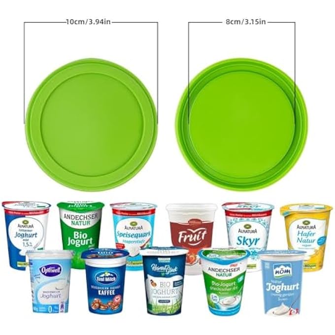 ريحني 4 قطع من أغطية أوعية الزبادي القابلة لإعادة الاستخدام، أغطية سيليكون مطاطية مصممة لتناسب أوعية الزبادي والكريمة القياسية - Image 2