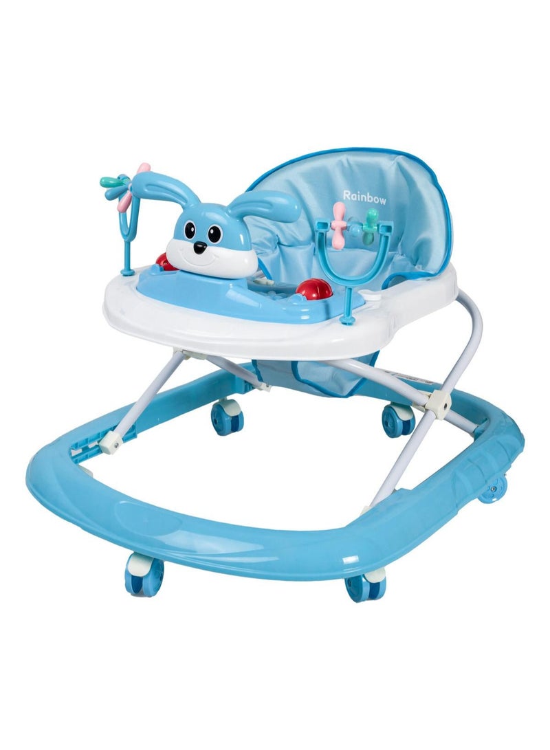 Baby Walker | Portable Baby Circle Walker with 3 Adjustable Heights, 360° Rotation and Music Bar | Activity Push Walker for 6-24 Months Baby(Blue) - Image 1