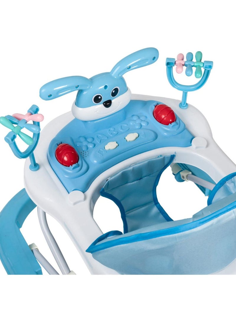 Baby Walker | Portable Baby Circle Walker with 3 Adjustable Heights, 360° Rotation and Music Bar | Activity Push Walker for 6-24 Months Baby(Blue) - Image 2