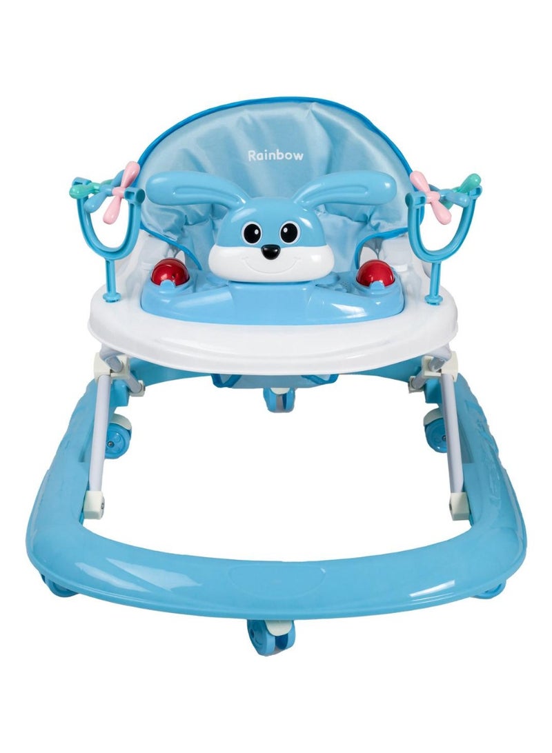 Baby Walker | Portable Baby Circle Walker with 3 Adjustable Heights, 360° Rotation and Music Bar | Activity Push Walker for 6-24 Months Baby(Blue) - Image 3