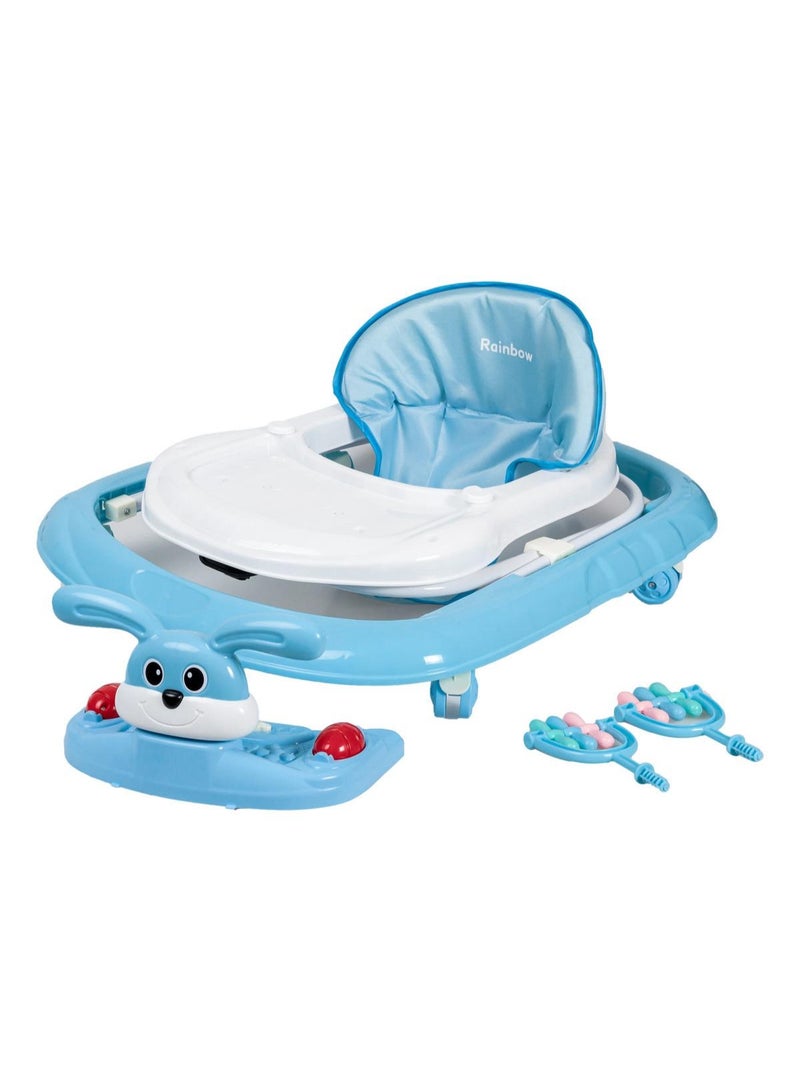 Baby Walker | Portable Baby Circle Walker with 3 Adjustable Heights, 360° Rotation and Music Bar | Activity Push Walker for 6-24 Months Baby(Blue) - Image 4