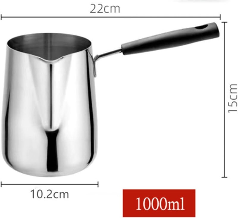 Aputue Milk Butter Warmer Pot, 1000ml Stainless Steel Coffee Pot with Spout, Stovetop Chocolate Melting Pot for Butter, Milk and Syrup, Ideal for Home Kitchen and Camping - Image 2