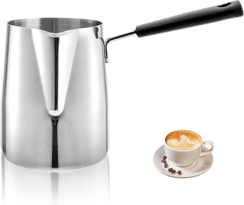 Aputue Milk Butter Warmer Pot, 1000ml Stainless Steel Coffee Pot with Spout, Stovetop Chocolate Melting Pot for Butter, Milk and Syrup, Ideal for Home Kitchen and Camping - Image 1