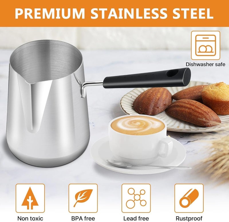 Aputue Milk Butter Warmer Pot, 1000ml Stainless Steel Coffee Pot with Spout, Stovetop Chocolate Melting Pot for Butter, Milk and Syrup, Ideal for Home Kitchen and Camping - Image 3