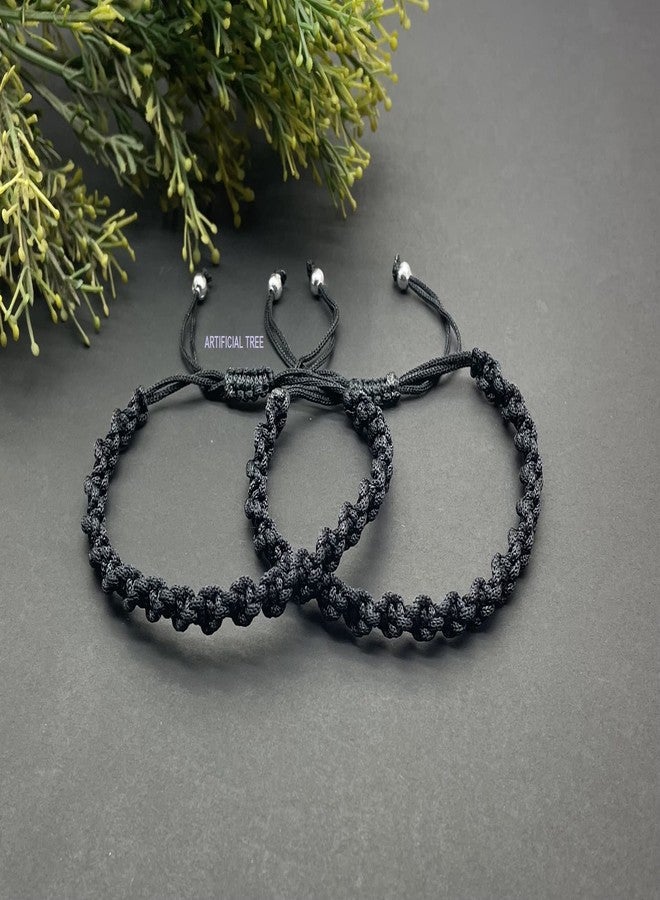 ARTIFICIAL TREE Latest Round Black & Red Knot Black Thread Anklet For Girls & Women | Nazar Battu | 4 PIECE (AT PAYAL 0004) - Image 2