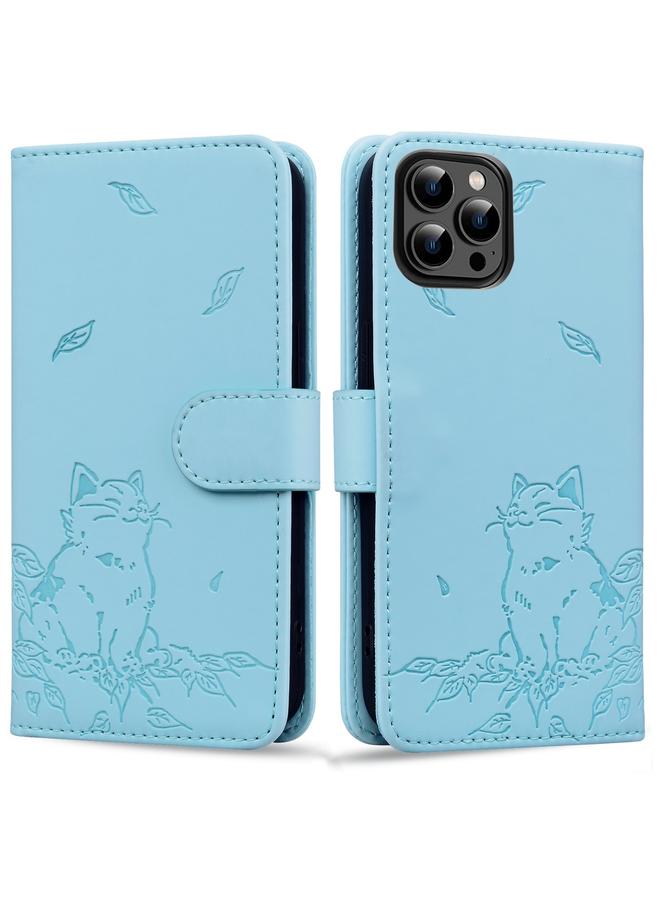 زبون جراب لهاتف iPhone 13 Pro، جراب هاتف جلدي منقوش عليه قطة لطيفة - Image 1