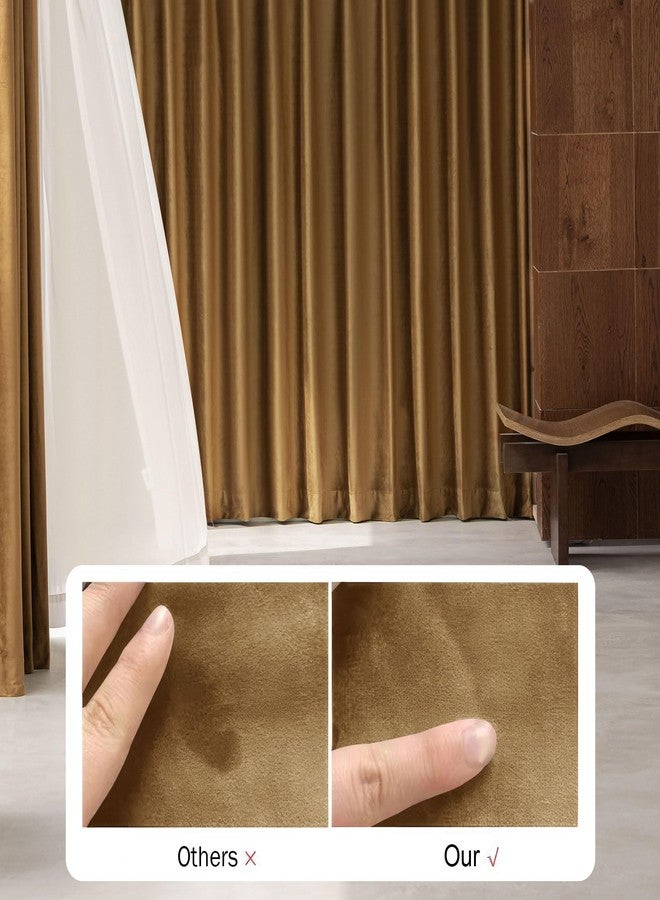 Beauoop Golden Brown Velvet Curtains 96 Inches Long 2 Panels for Bedroom Living Room Soft Luxury Room Darkening Thermal Insulated Soundproof Rod Pocket Window Treatments Drapes, 52X96 Set of 2 - Image 4
