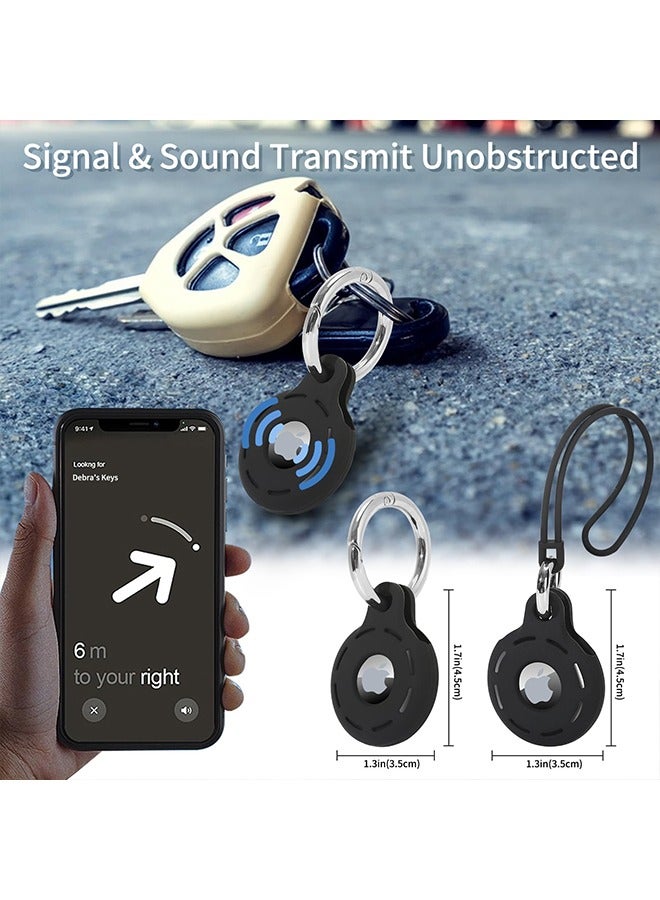 تِلْسِل حاملات بطاقة أبل الجوية لحزمة، حقيبة مضادة للصدمات، حقيبة سيليكون قابلة للغسيل للعلامات الهوائية مع ملحقات الحافظات، الأمتعة، الياقات الأليفة، مكتشفات المفاتيح (أسود) - Image 2