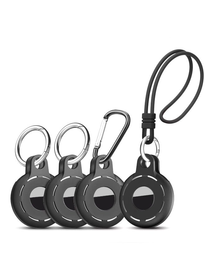 تِلْسِل حاملات بطاقة أبل الجوية لحزمة، حقيبة مضادة للصدمات، حقيبة سيليكون قابلة للغسيل للعلامات الهوائية مع ملحقات الحافظات، الأمتعة، الياقات الأليفة، مكتشفات المفاتيح (أسود) - Image 1