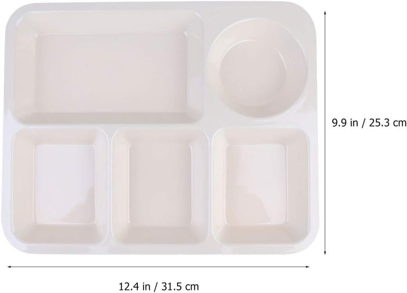 woobles Kids Snack Container 2pcs Divided Dinner Plate Plastic Separator Plate Rectangular Diet Food Control Plates Salad Partition Plates Dish for Home Kitchen Beige White Appetizer Serving Tray 2pcs Beige White - Image 5
