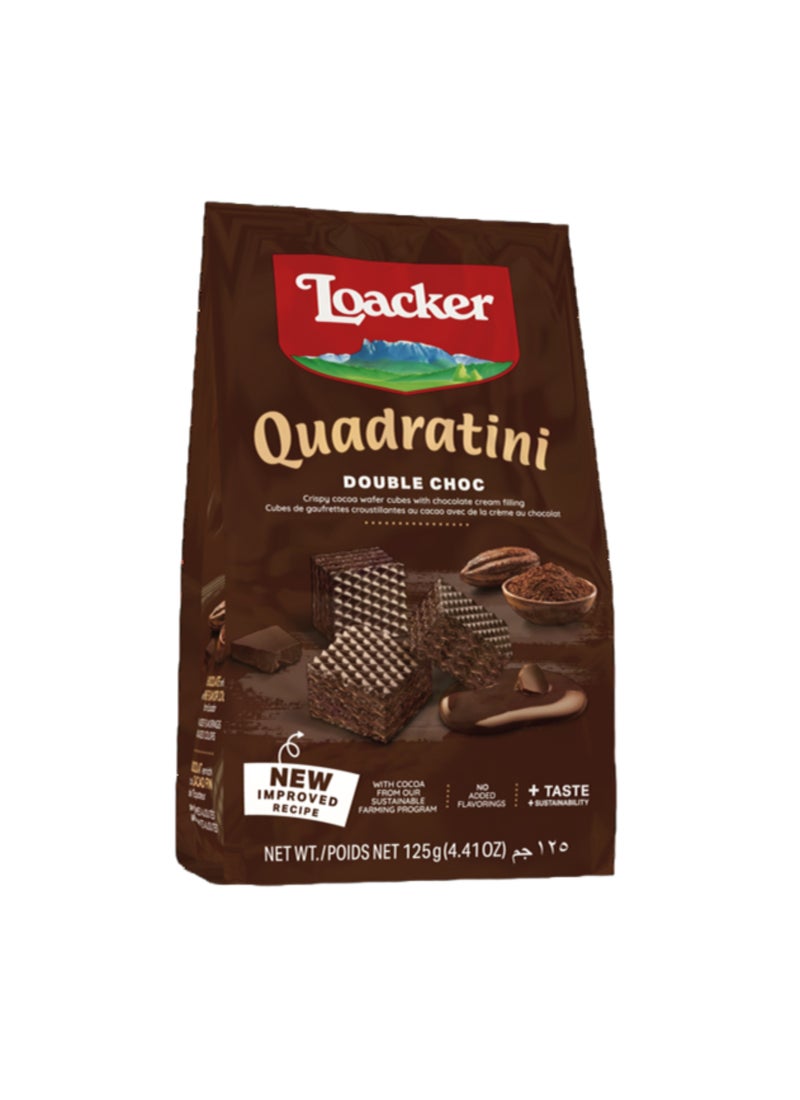 Loacker Quadratini Double Chocolate Crispy Wafers 125g - Image 1