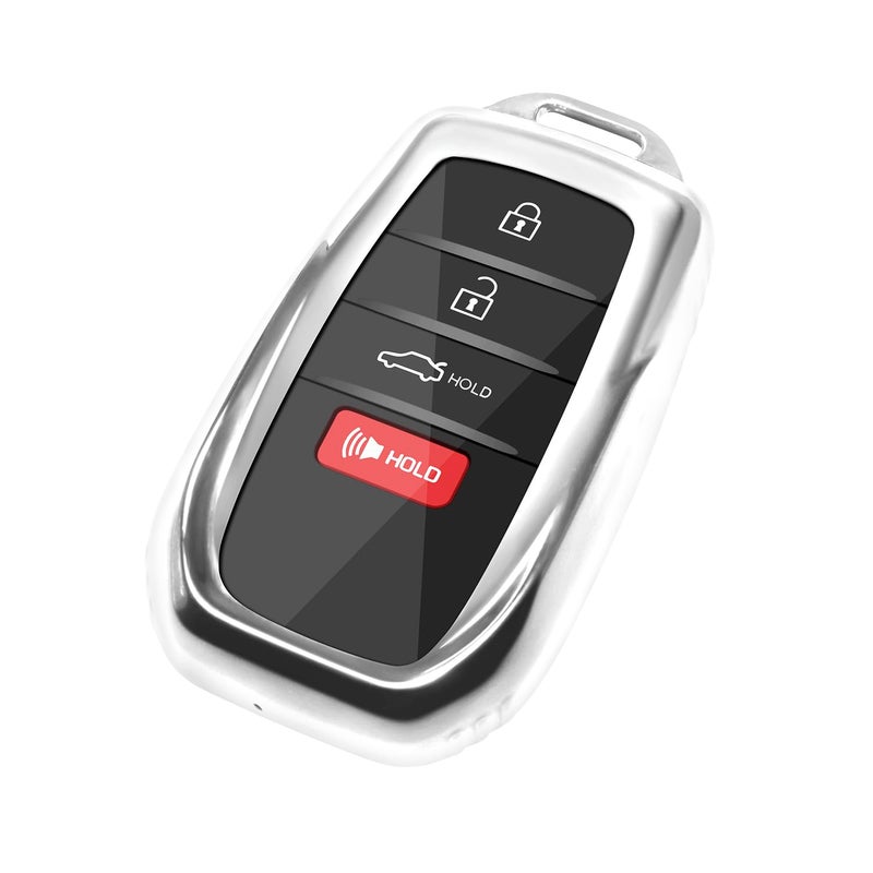 REMOCH for Toyota Key Fob Cover for 2025 Camry 20202025 Rav4 20192025 Land Cruiser Key Shell Case for 20212025 Sienna Venza Hilux Grand Highlander Tundra Corolla bZ4X PriusTransparent Silver 1PC
