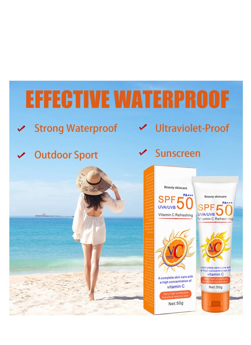 SYOSI - Sun Cream SPF 50, Suncream for High Sun Protection SPF 50 Face Moisturiser, Waterproof Sun Cream Against UVA & UVB, Sun Lotion Sunscreen For Daily Use, Travel, Strong Antioxidant Capacity - Image 1