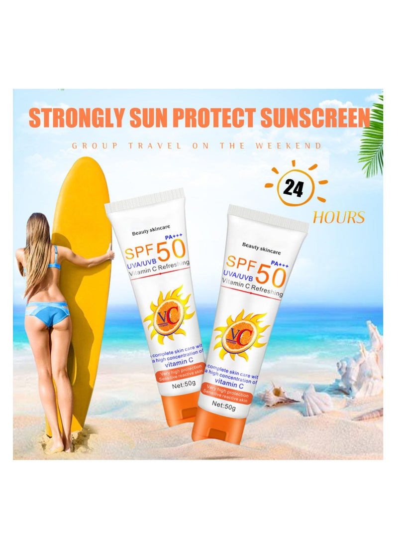 SYOSI - Sun Cream SPF 50, Suncream for High Sun Protection SPF 50 Face Moisturiser, Waterproof Sun Cream Against UVA & UVB, Sun Lotion Sunscreen For Daily Use, Travel, Strong Antioxidant Capacity - Image 1