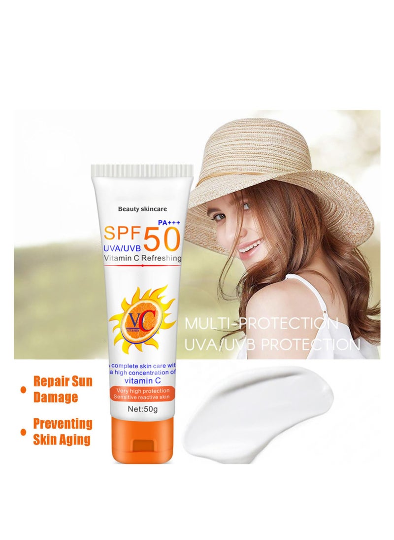 SYOSI - Sun Cream SPF 50, Suncream for High Sun Protection SPF 50 Face Moisturiser, Waterproof Sun Cream Against UVA & UVB, Sun Lotion Sunscreen For Daily Use, Travel, Strong Antioxidant Capacity - Image 1