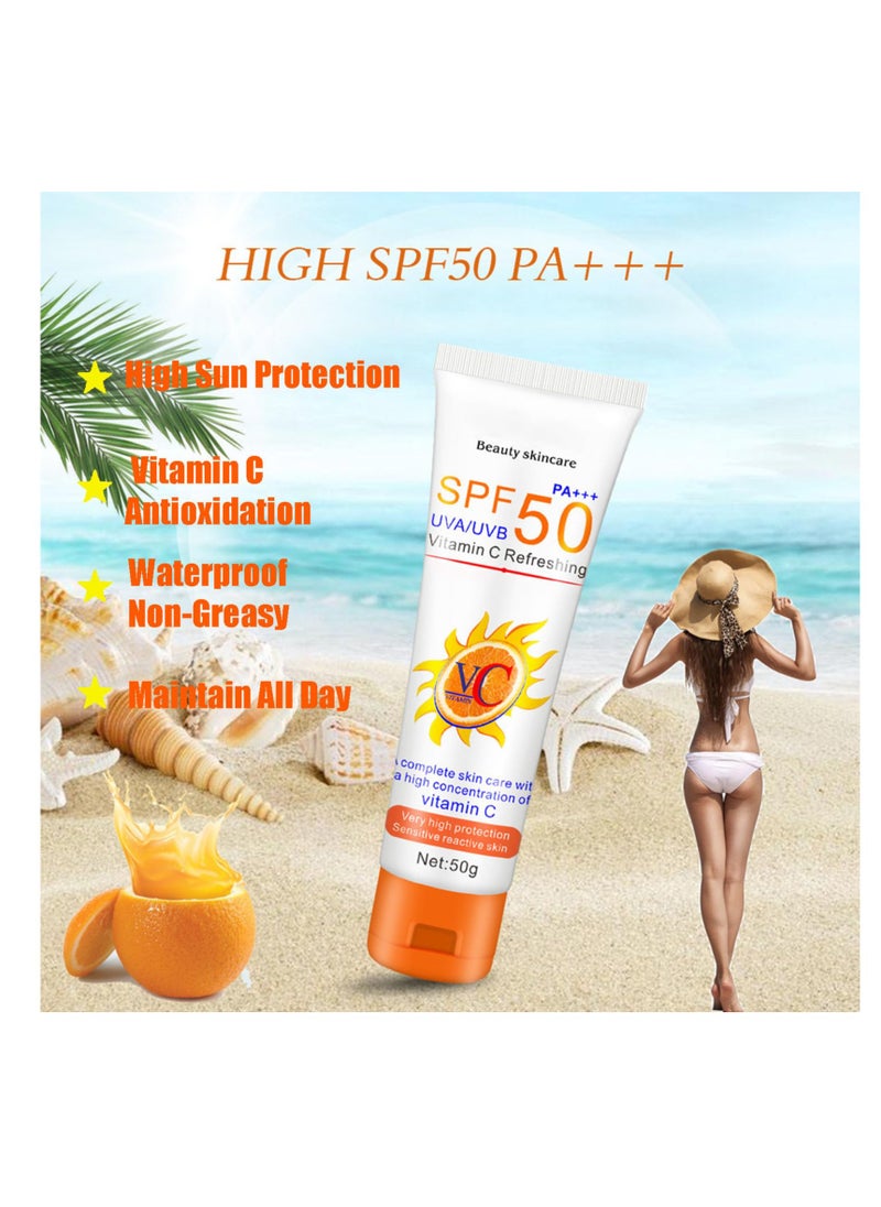 SYOSI - Sun Cream SPF 50, Suncream for High Sun Protection SPF 50 Face Moisturiser, Waterproof Sun Cream Against UVA & UVB, Sun Lotion Sunscreen For Daily Use, Travel, Strong Antioxidant Capacity - Image 1