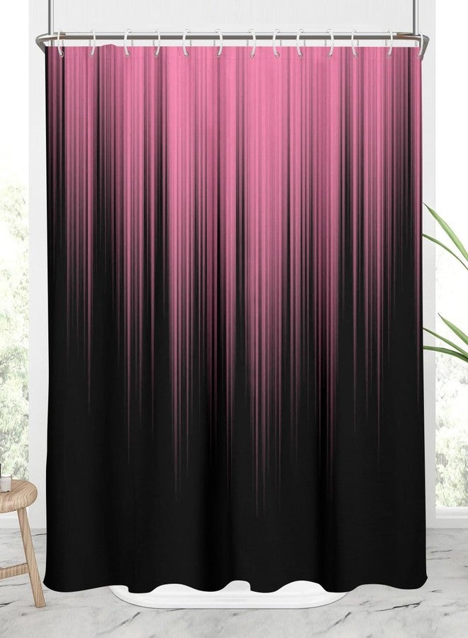AAtter Pink and Black Shower Curtain Standard Ombre Abstract Gradient Girls Girly Cute Preppy Designer Women Teen Modern Art Unique Home Bathroom Decor Bathtub Set, 72x72, Fashion - Image 1