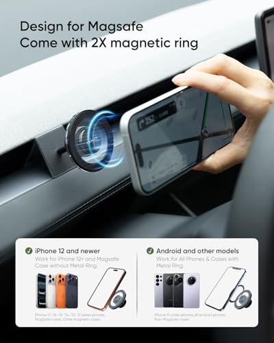 TEMAI MagSafe Phone Mount Dedicated for Tesla Model Y 2025 (Juniper) ONLY - No Damage Silicone - Fits iPhone 17 16 15 Pro Max - [Specifically for Center Vent Position] - Image 5