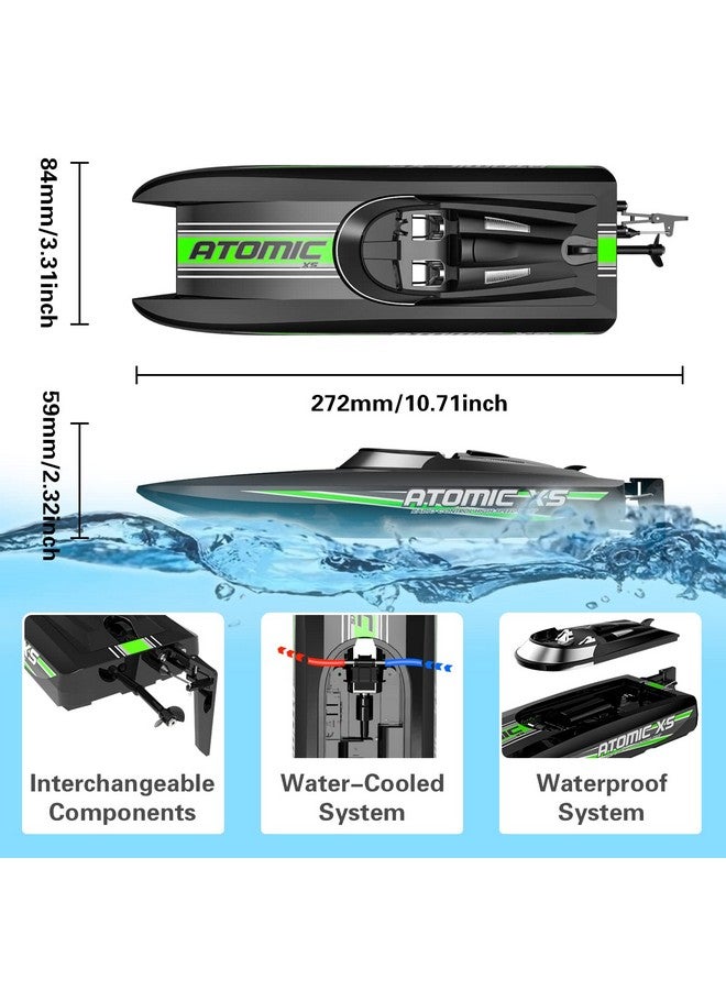 VOLANTEXRC Remote Control Boats for Pools and Lakes 20+MPH AtomicXS High Speed RC Boat for Kids or Adults Toy Boat Gifts with 2 Batteries & Reverse Function (795-5 Black) - Image 3