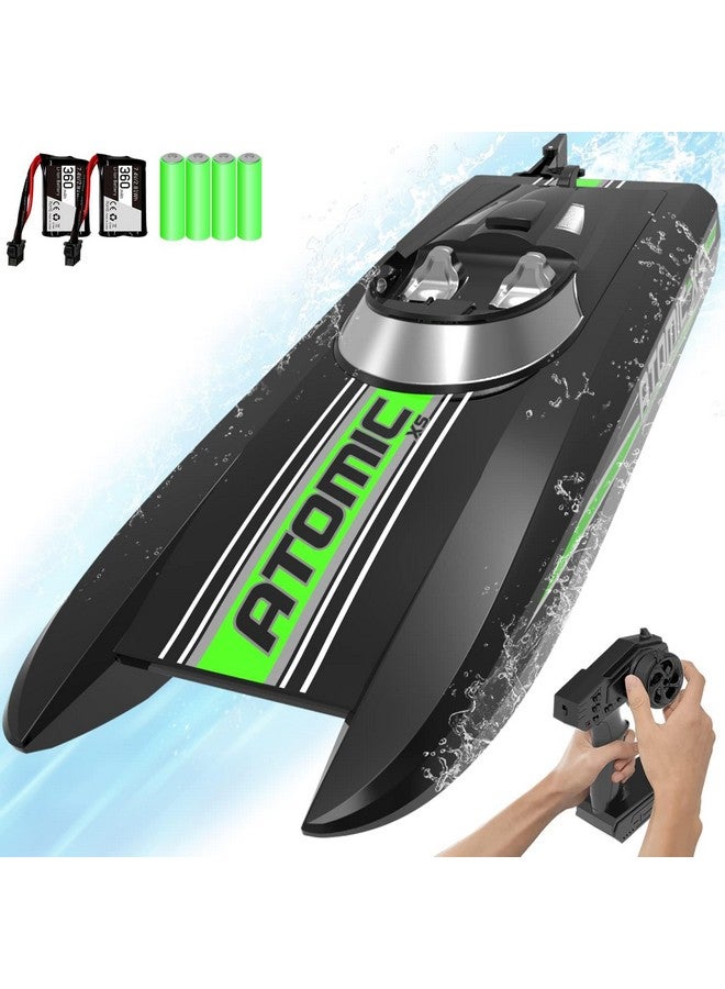 VOLANTEXRC Remote Control Boats for Pools and Lakes 20+MPH AtomicXS High Speed RC Boat for Kids or Adults Toy Boat Gifts with 2 Batteries & Reverse Function (795-5 Black) - Image 1