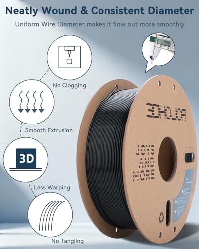 3DHoJor PLA Filament 1.75mm Black,3D Printing Filament,1kg Cardboard Spool (2.2lbs), Fit Most FDM 3D Printer,Dimensional Accuracy +/- 0.03 mm,Vacuum Packaging, No Brittle Filaments - Image 2