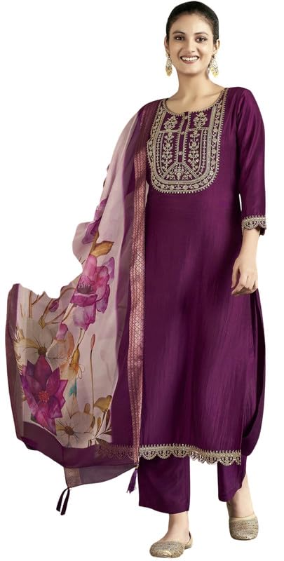 NoseQueen women fashion Embroidery Cotton Kurta Set for Woman, women kurta sets with Digital Printed dupatta - Image 1