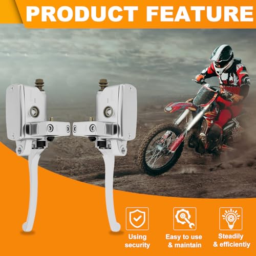 Triumilynn Universal 1" 25mm Brake Master Cylinder Lever Motorcycle Replacement for Honda Yamaha Suzuki Kawasaki Hydraulic Clutch Brake Goldwing Left & Right Set (Chrome) - Image 2