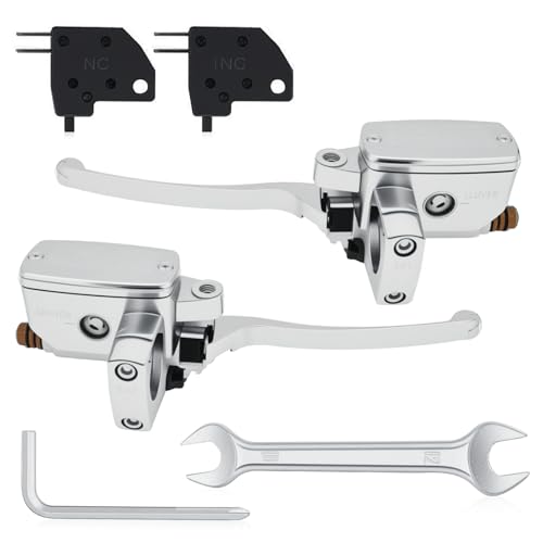 Triumilynn Universal 1" 25mm Brake Master Cylinder Lever Motorcycle Replacement for Honda Yamaha Suzuki Kawasaki Hydraulic Clutch Brake Goldwing Left & Right Set (Chrome) - Image 1