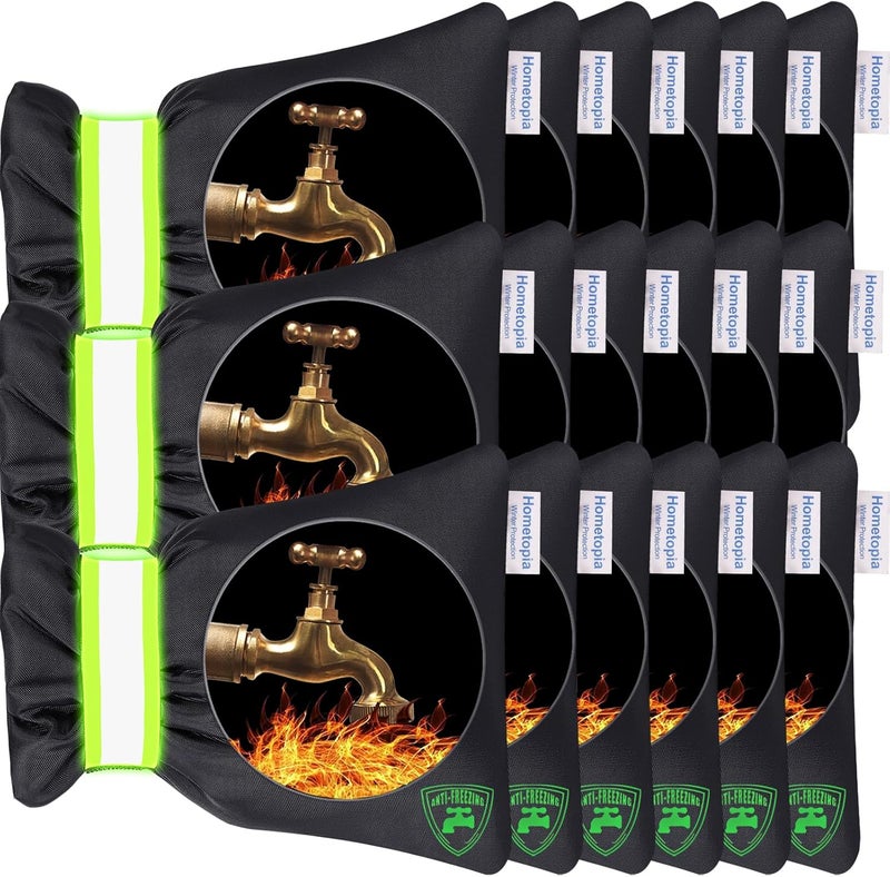 HOMETOPIA Outdoor Faucet Covers for Winter, 15 Pack Pro 6.7" W x 8.3" H Outdoor spigot covers winter insulated Freeze Protection hose bib covers Backflow Reusable Waterproof Insulated,Black - Image 1