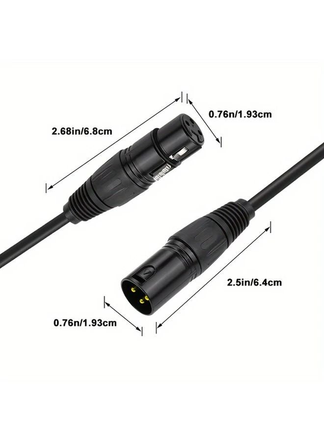 كابل ميكروفون أسود 26 2 قدم XLR ذكر إلى أنثى متوازن للصوت الاحترافي - Image 2