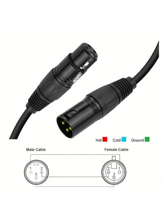 كابل ميكروفون أسود 26 2 قدم XLR ذكر إلى أنثى متوازن للصوت الاحترافي - Image 5