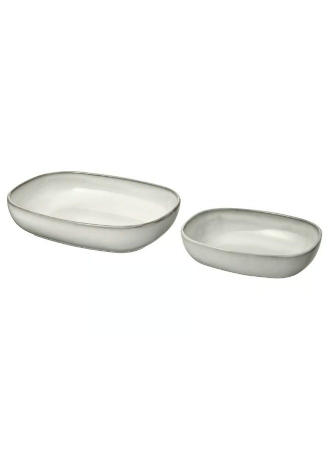 Oven Dish Set Of 2 Grey Width 23 cm Height 7 cm Length 31 cm - Image 1