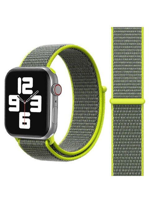 Replacement Strap Simple Fashion Nylon Watch Band for Apple Watch Ultra 49mm&Watch Ultra 2 49mm / Series 9&8&7 45mm / SE 3&SE 2&6&SE&5&4 44mm / 3&2&1 42mm, with Magic Stick Green