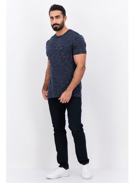 French Connection Men Crew Neck Short Sleeves Heather T-Shirt, Navy Blue  - Image 4
